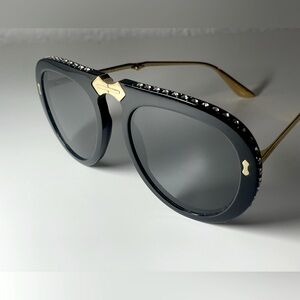 Pilot Folding Sunglasses GG0307S Aviator Sunglasses Crystal Studded Gucci